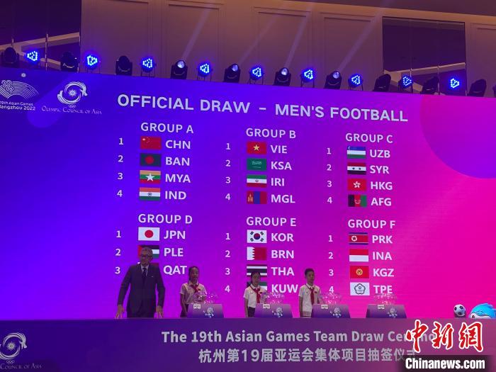 杭州亚运会男足分组揭晓 中国与孟加拉国等同组