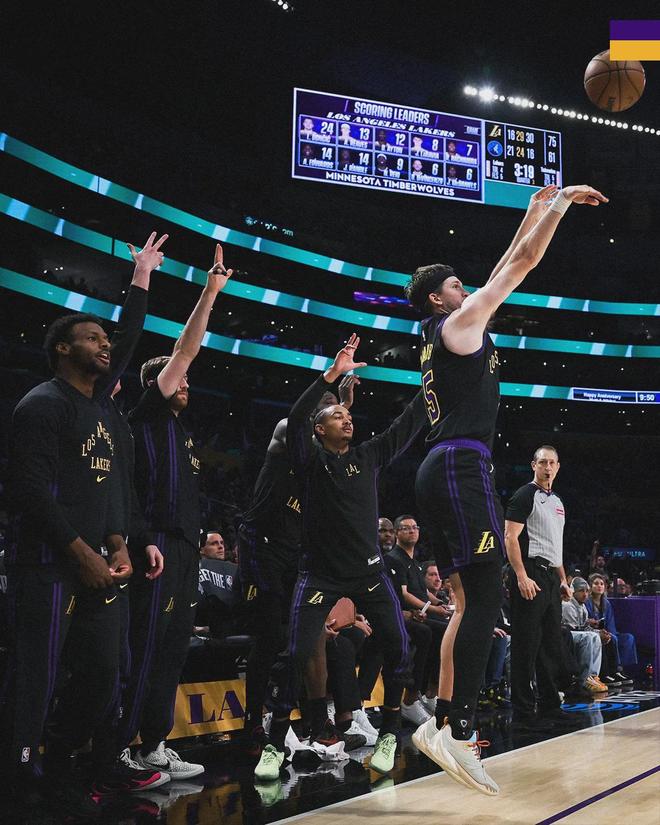 湖人横扫森林狼排名飙升 东契奇里夫斯合砍62分